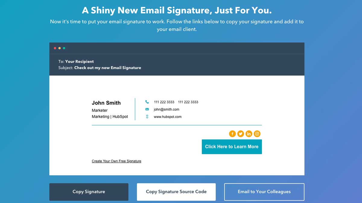 Creating a HubSpot email signature